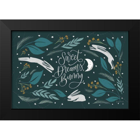 Sweet Dreams Bunny I Black Modern Wood Framed Art Print by Thorns, Becky