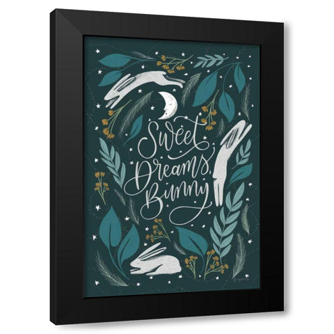 Sweet Dreams Bunny II Black Modern Wood Framed Art Print with Double Matting by Thorns, Becky