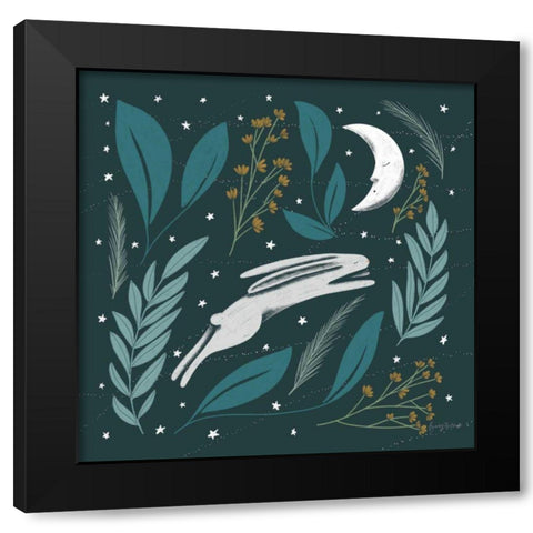 Sweet Dreams Bunny V Black Modern Wood Framed Art Print with Double Matting by Thorns, Becky