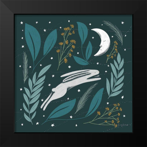 Sweet Dreams Bunny V Black Modern Wood Framed Art Print by Thorns, Becky