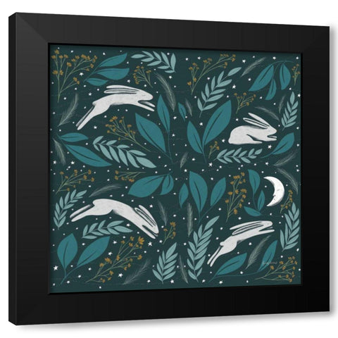 Sweet Dreams Bunny Pattern IA Black Modern Wood Framed Art Print by Thorns, Becky