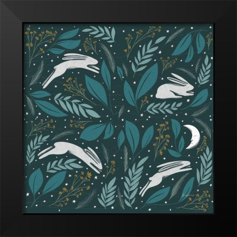 Sweet Dreams Bunny Pattern IA Black Modern Wood Framed Art Print by Thorns, Becky