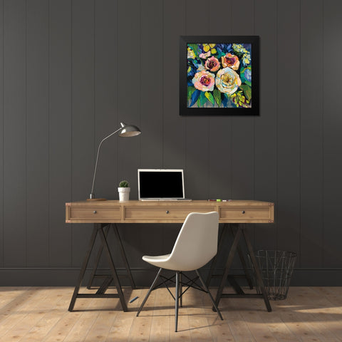 Peony Garden Black Modern Wood Framed Art Print by Vertentes, Jeanette