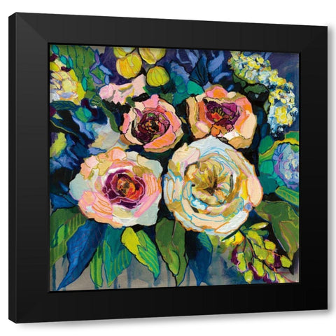 Peony Garden Black Modern Wood Framed Art Print by Vertentes, Jeanette