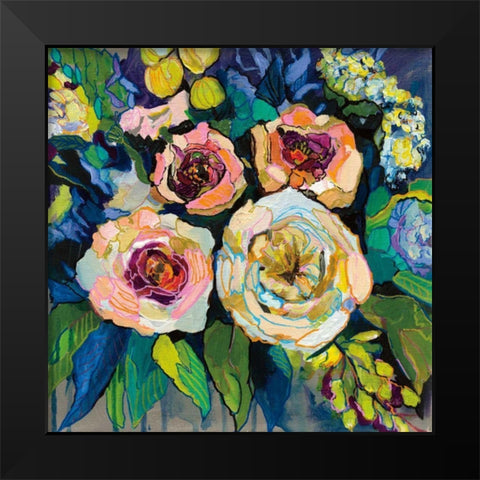 Peony Garden Black Modern Wood Framed Art Print by Vertentes, Jeanette