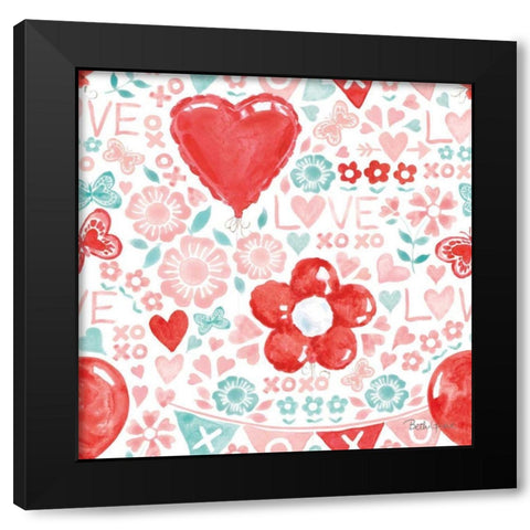 Paws of Love Pattern IVA Black Modern Wood Framed Art Print by Grove, Beth