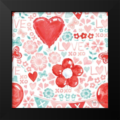 Paws of Love Pattern IVA Black Modern Wood Framed Art Print by Grove, Beth
