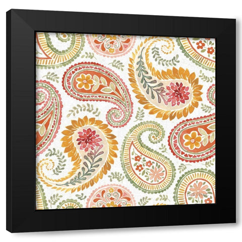 Harvest Bouquet Pattern IIIA Black Modern Wood Framed Art Print with Double Matting by Grove, Beth