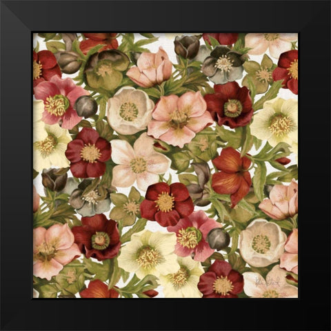 Vintage Petals Pattern I Black Modern Wood Framed Art Print by Pertiet, Katie