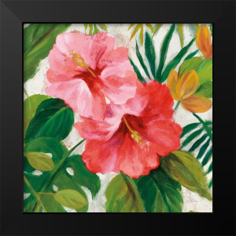 Tropical Jewels I v2 Pink Crop Black Modern Wood Framed Art Print by Vassileva, Silvia
