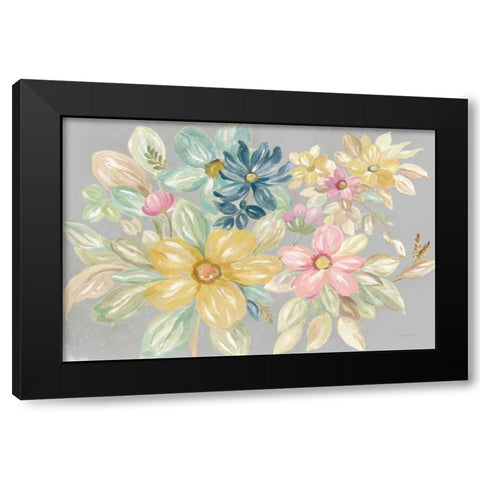 June Bloom Gray Black Modern Wood Framed Art Print by Vassileva, Silvia