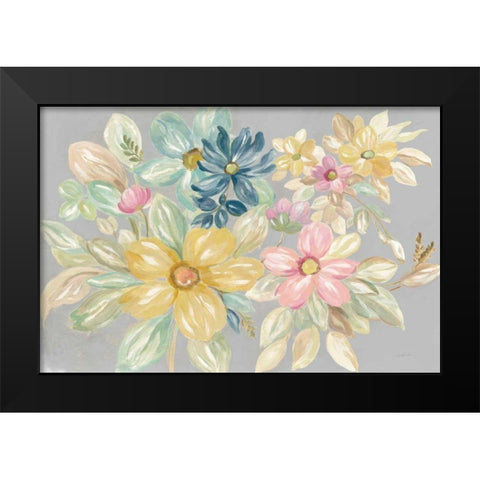 June Bloom Gray Black Modern Wood Framed Art Print by Vassileva, Silvia