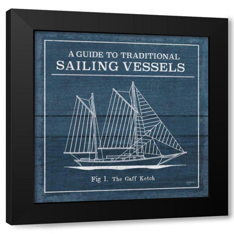 Vintage Sailing Knots XI Black Modern Wood Framed Art Print with Double Matting by Urban, Mary