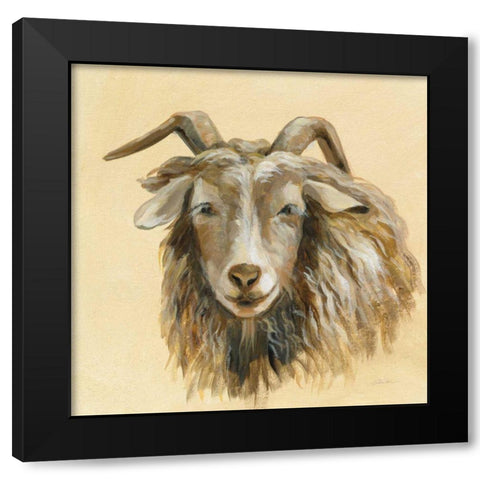 Highland Animal Sheep Black Modern Wood Framed Art Print by Vassileva, Silvia