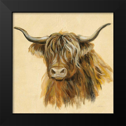 Highland Animal Cow Black Modern Wood Framed Art Print by Vassileva, Silvia