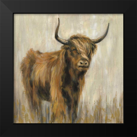 Highland Mountain Cow Black Modern Wood Framed Art Print by Vassileva, Silvia