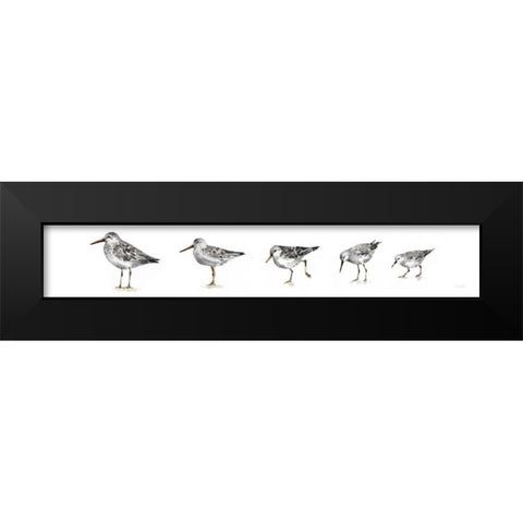 Pebbles and Sandpipers IX Gray No Words Border Black Modern Wood Framed Art Print by Audit, Lisa