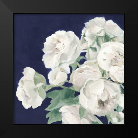 Peonies on Navy Black Modern Wood Framed Art Print by Hageman, Marilyn