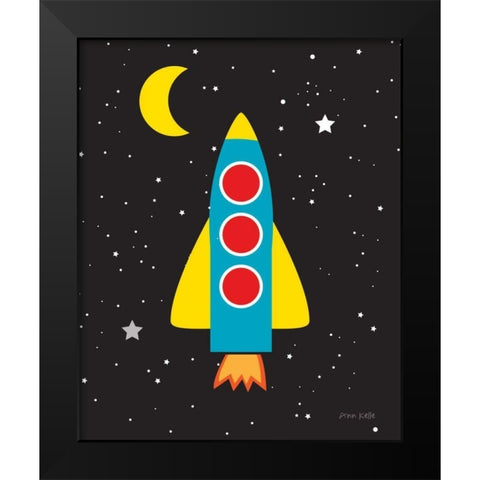 Blast Off Black Modern Wood Framed Art Print by Kelle, Ann
