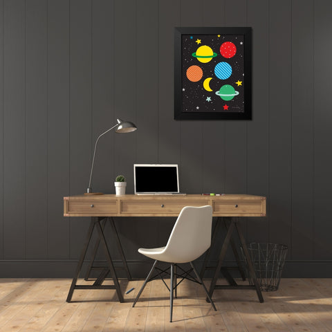 Outer Space Black Modern Wood Framed Art Print by Kelle, Ann