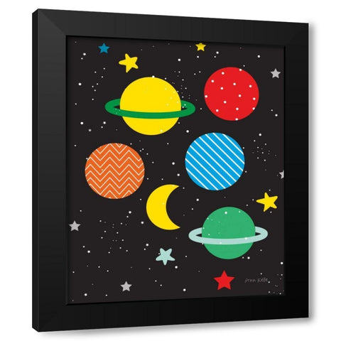 Outer Space Black Modern Wood Framed Art Print with Double Matting by Kelle, Ann