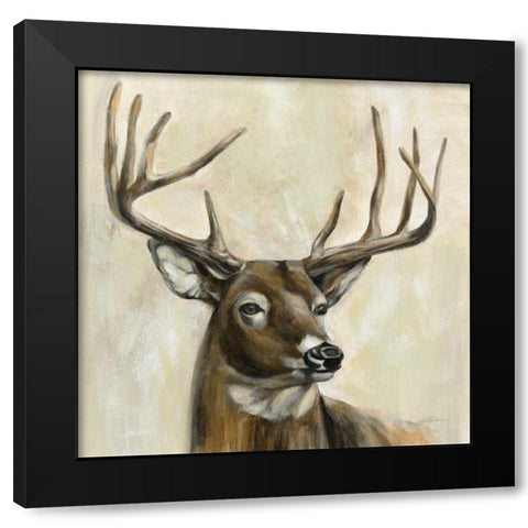 Bronze Deer Black Modern Wood Framed Art Print with Double Matting by Vassileva, Silvia
