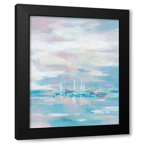 Blue Waves Crop Black Modern Wood Framed Art Print by Vassileva, Silvia