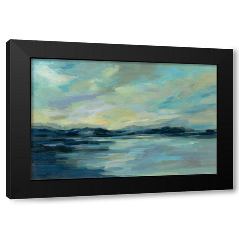 Indigo Sea Black Modern Wood Framed Art Print with Double Matting by Vassileva, Silvia