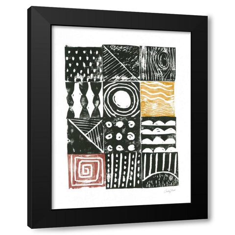 Block Print I Red Yellow Black Modern Wood Framed Art Print by Prahl, Courtney