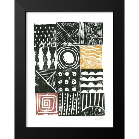 Block Print I Red Yellow Black Modern Wood Framed Art Print by Prahl, Courtney