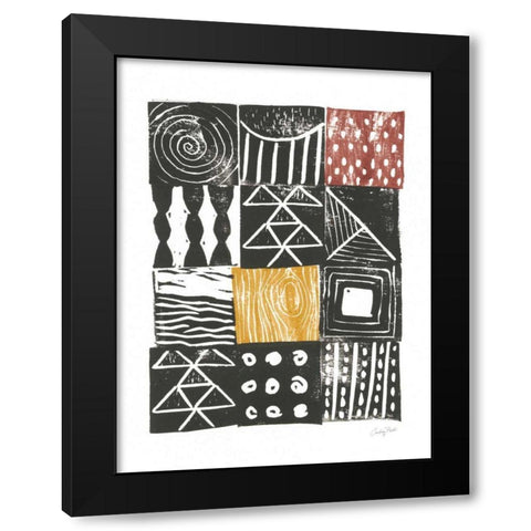 Block Print V Red Yellow Black Modern Wood Framed Art Print by Prahl, Courtney