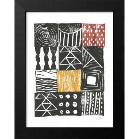 Block Print V Red Yellow Black Modern Wood Framed Art Print by Prahl, Courtney