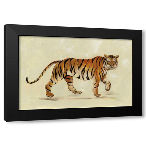 Walking Tiger Black Modern Wood Framed Art Print with Double Matting by Vassileva, Silvia