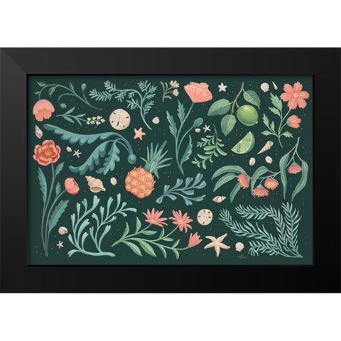 Seaside Botanical I Dark Black Modern Wood Framed Art Print by Penner, Janelle