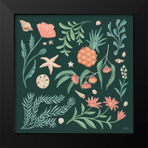 Seaside Botanical III Dark Black Modern Wood Framed Art Print by Penner, Janelle