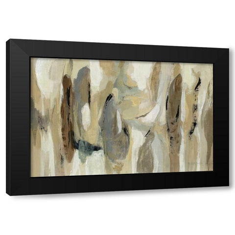 Fluidity Neutral Black Modern Wood Framed Art Print by Vassileva, Silvia