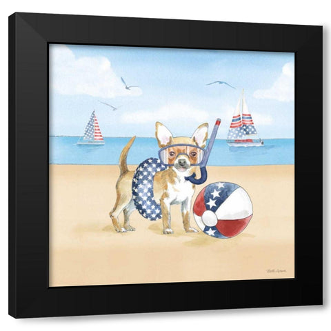 Summer Paws Patriotic II Black Modern Wood Framed Art Print by Grove, Beth