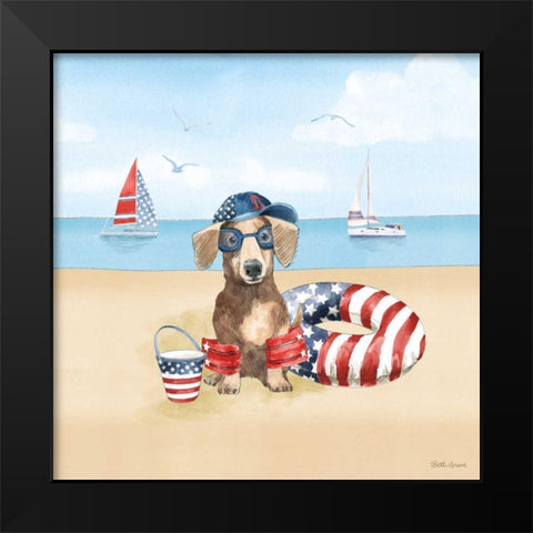Summer Paws Patriotic III Black Modern Wood Framed Art Print by Grove, Beth