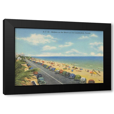 Beach Postcard II Black Modern Wood Framed Art Print with Double Matting by Wild Apple Portfolio