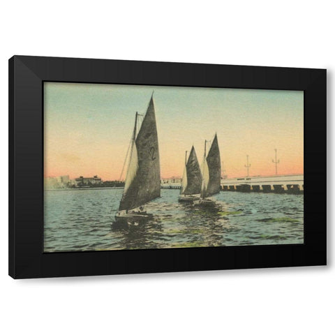 Florida Postcard I Black Modern Wood Framed Art Print with Double Matting by Wild Apple Portfolio