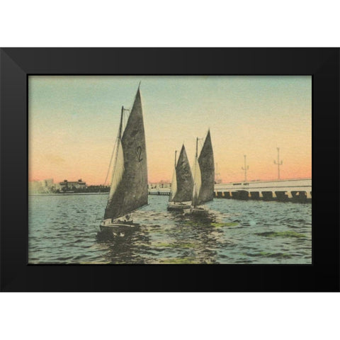 Florida Postcard I Black Modern Wood Framed Art Print by Wild Apple Portfolio