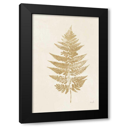 Fern Print I Gold No Shiplap Black Modern Wood Framed Art Print with Double Matting by Hershey, Moira