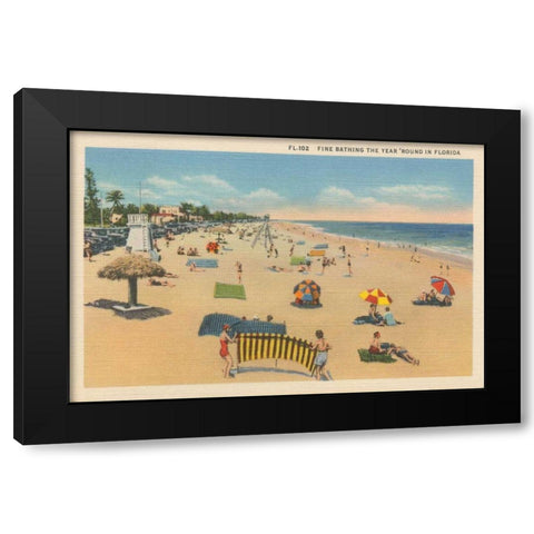 Beach Postcard I Plain Border Black Modern Wood Framed Art Print with Double Matting by Wild Apple Portfolio