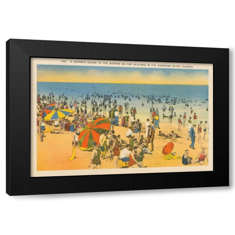 Beach Postcard IV Plain Border Black Modern Wood Framed Art Print with Double Matting by Wild Apple Portfolio