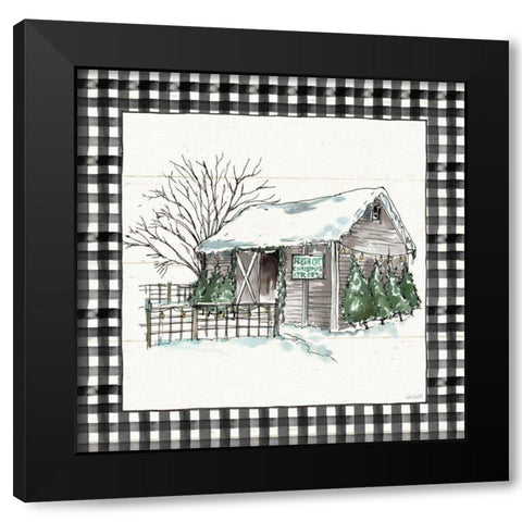 Holiday on the Farm IV BW Buffalo Check Black Modern Wood Framed Art Print with Double Matting by Tavoletti, Anne