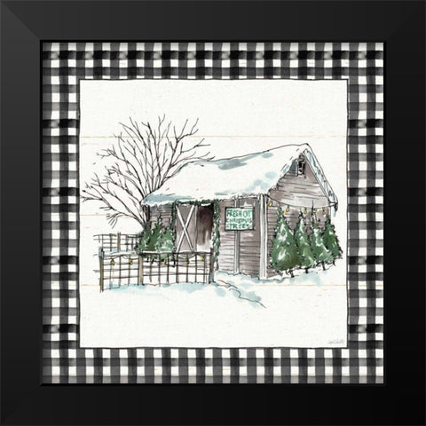 Holiday on the Farm IV BW Buffalo Check Black Modern Wood Framed Art Print by Tavoletti, Anne