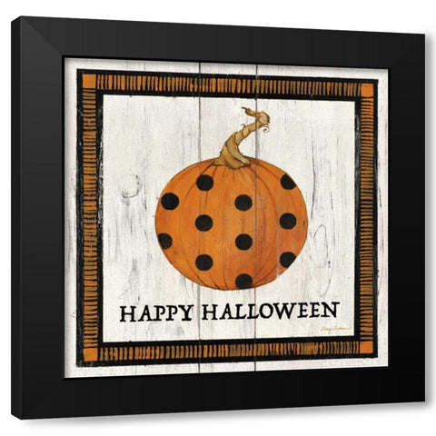 Happy Halloween Pumpkin Black Modern Wood Framed Art Print with Double Matting by Tillmon, Avery