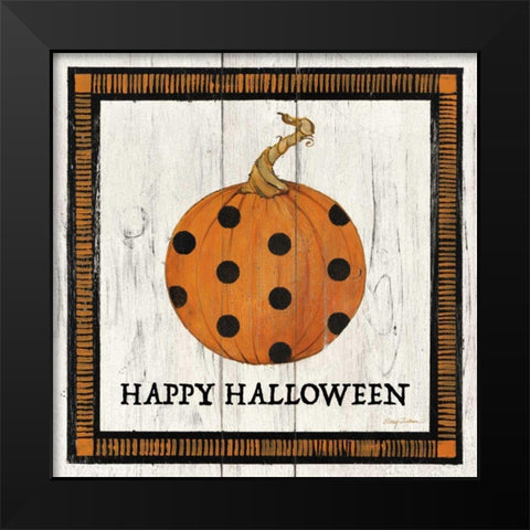 Happy Halloween Pumpkin Black Modern Wood Framed Art Print by Tillmon, Avery