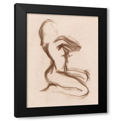 Figure Study III Black Modern Wood Framed Art Print by Wild Apple Portfolio