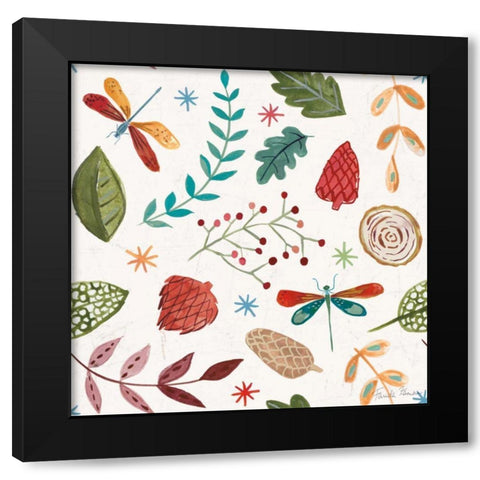 Whimsical Woodland Pattern IV Black Modern Wood Framed Art Print with Double Matting by Zaman, Farida